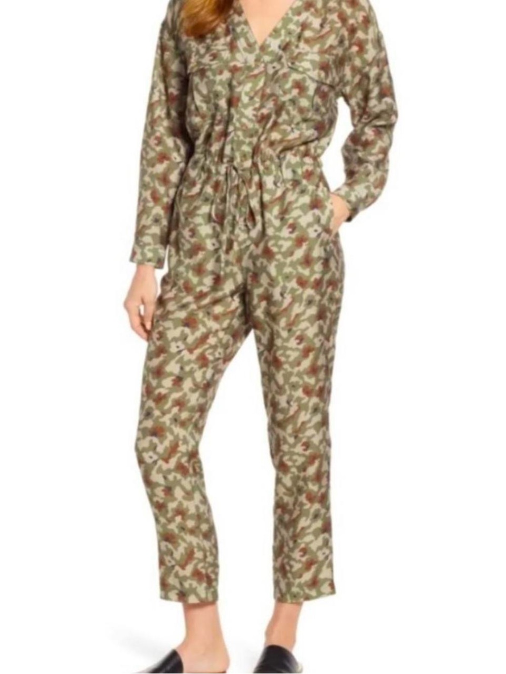 Lou & Grey Olive Green Camo Utility Jumpsuit